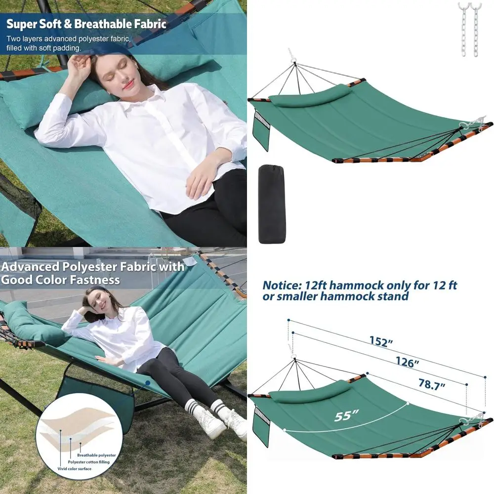 

Большой уличный гамак на 2 человека емкостью 450 фунтов, V-образный пруток из твердой древесины и нейлоновой веревкой, идеально подходит для патио, сада, пляжа