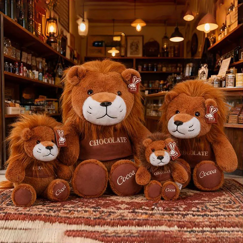 

Cute Chocolate Lion Plush Toys Soft Fluffy Stuffed Animals with Vest for Kids Gifts and Home Decor Perfect Gift for Girls Family