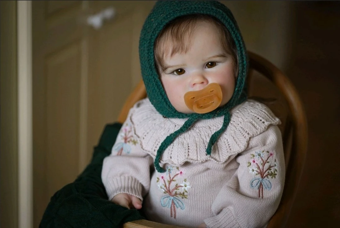 NPK 24インチ ハンドメイド 未完成 リボーンドールキット シャーロット リアルな塗装済み DIYドールパーツ カールした茶色の髪付き