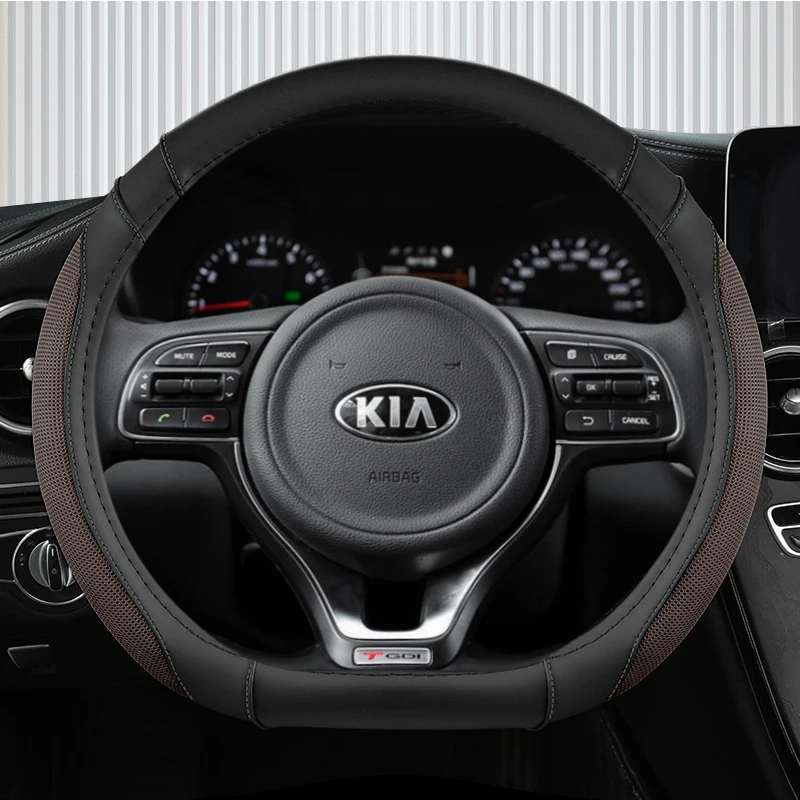 D Type Stering Wheel Cover Wrap For Kia Stinger Soul 2018-2021 Picanto X-line Morning Ceed GT Stonic Sportage Proceed K5 Optima