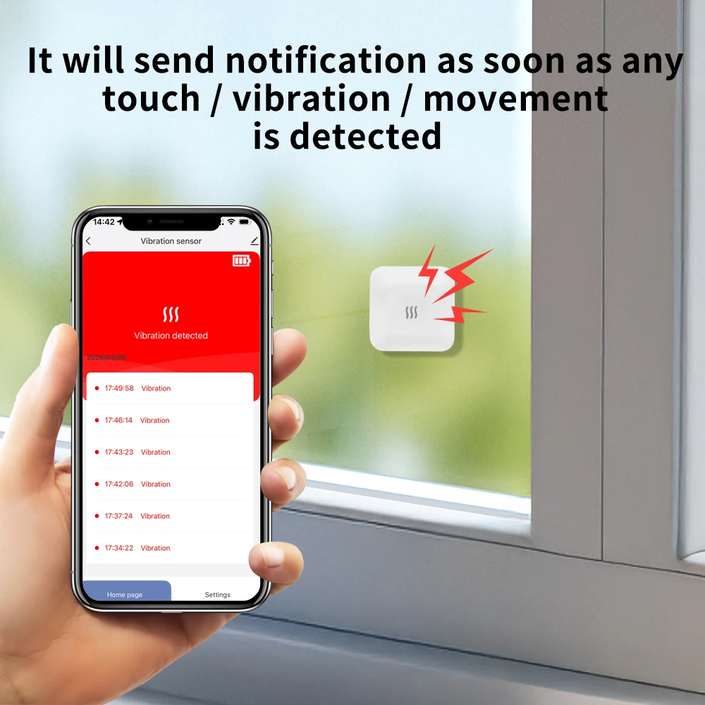Lincukoo Zigbee3.0 Vibration Sensor Tuya Smart Tiny Sensor Home Assistant ZIGBEE2MQTT For Detecting Doors Windows and Safes
