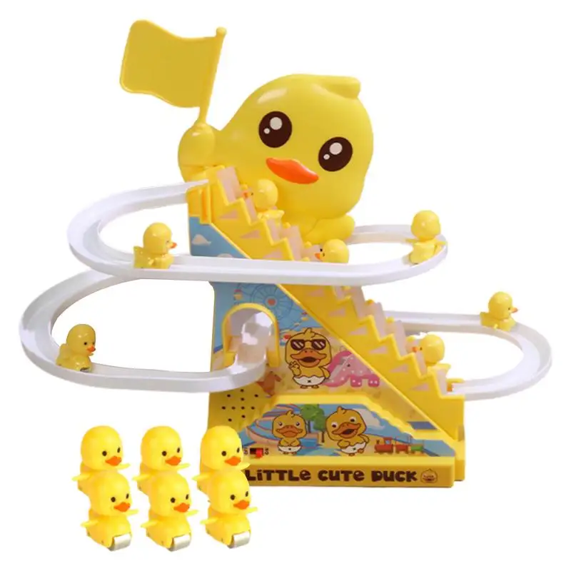 Funny Duck Roller Coaster Track Toy Climbing Stairs Electric Toy Duck Roller Electric Track Slide Stairs Coaster Toys For Kids