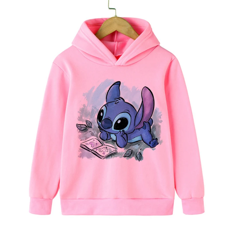 Y2k Kawaii Christmas Disney Stitch Hoodie Children Cartoon Clothes Kid Girl Boy Lilo and Stitch Sweatshirt Hoody Baby Casual Top