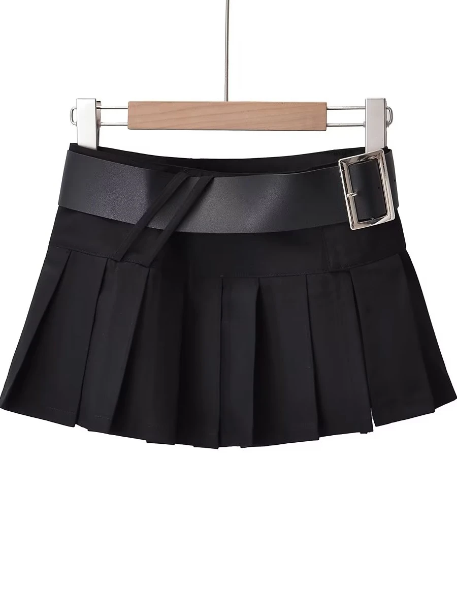 High Waist A-Line  Skirt Trendy Street Style Khaki Color Slimming Pleated Skirt No  Show Long Legs plus Size Women
