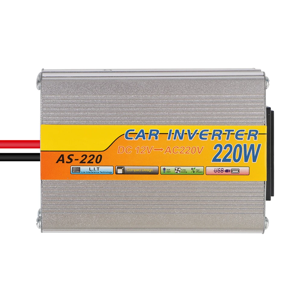 220 واط محول جهد كهربي مع منفذ USB تيار مستمر 12 فولت إلى التيار المتناوب 220 فولت محول جهد محول طاقة السيارة للكمبيوتر المحمول