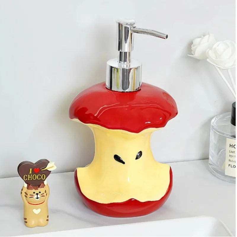 크리 에이 티브 애플 로션 빈 병 세라믹 가정용 화장실 프레스 유형 핸드 워시 샴푸 분할 항아리