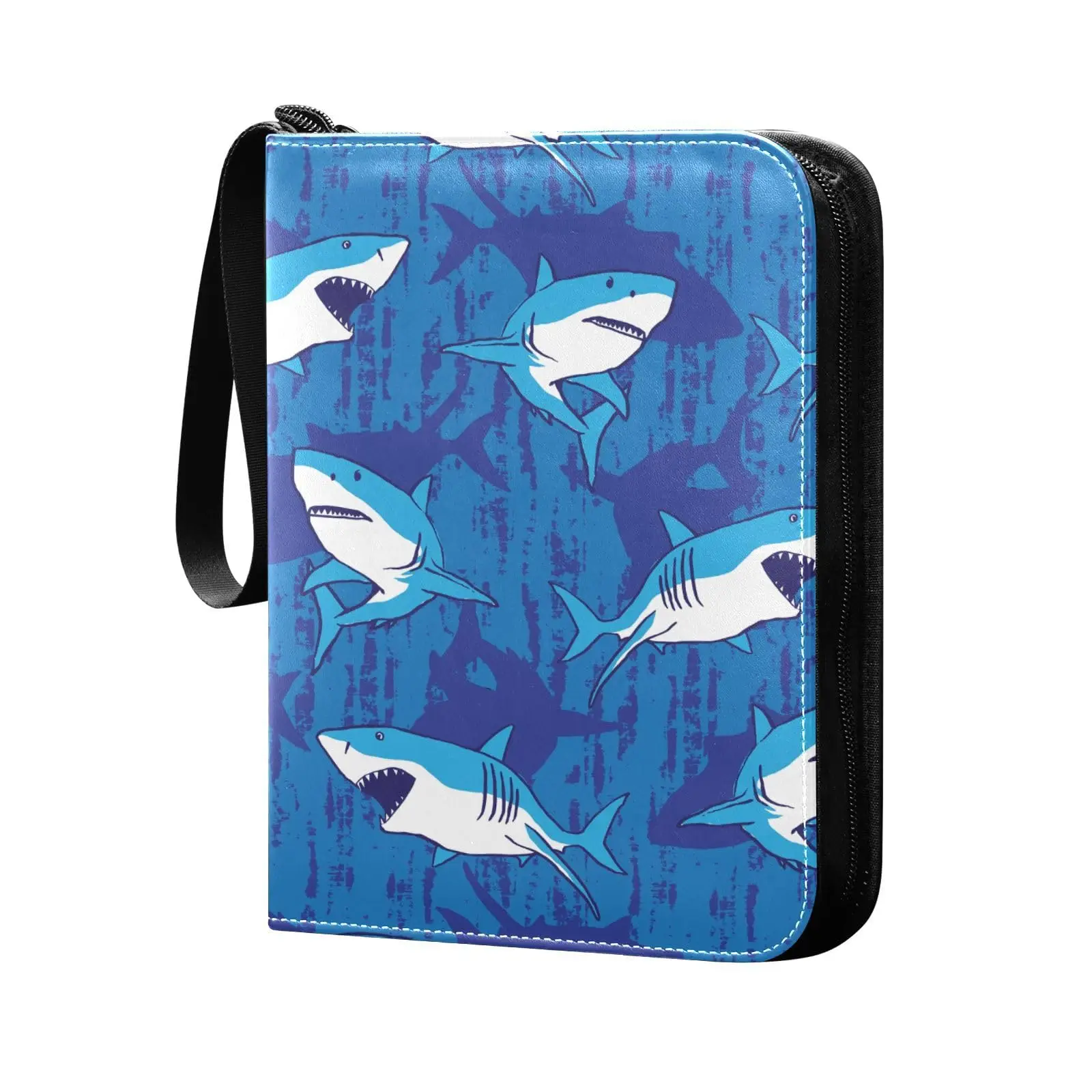 Shark Trading Card Binder 4 Pocket Cards Binder, 400 Double Sided Pocket Album Sport Game Cards, Unique Card Collection Storage