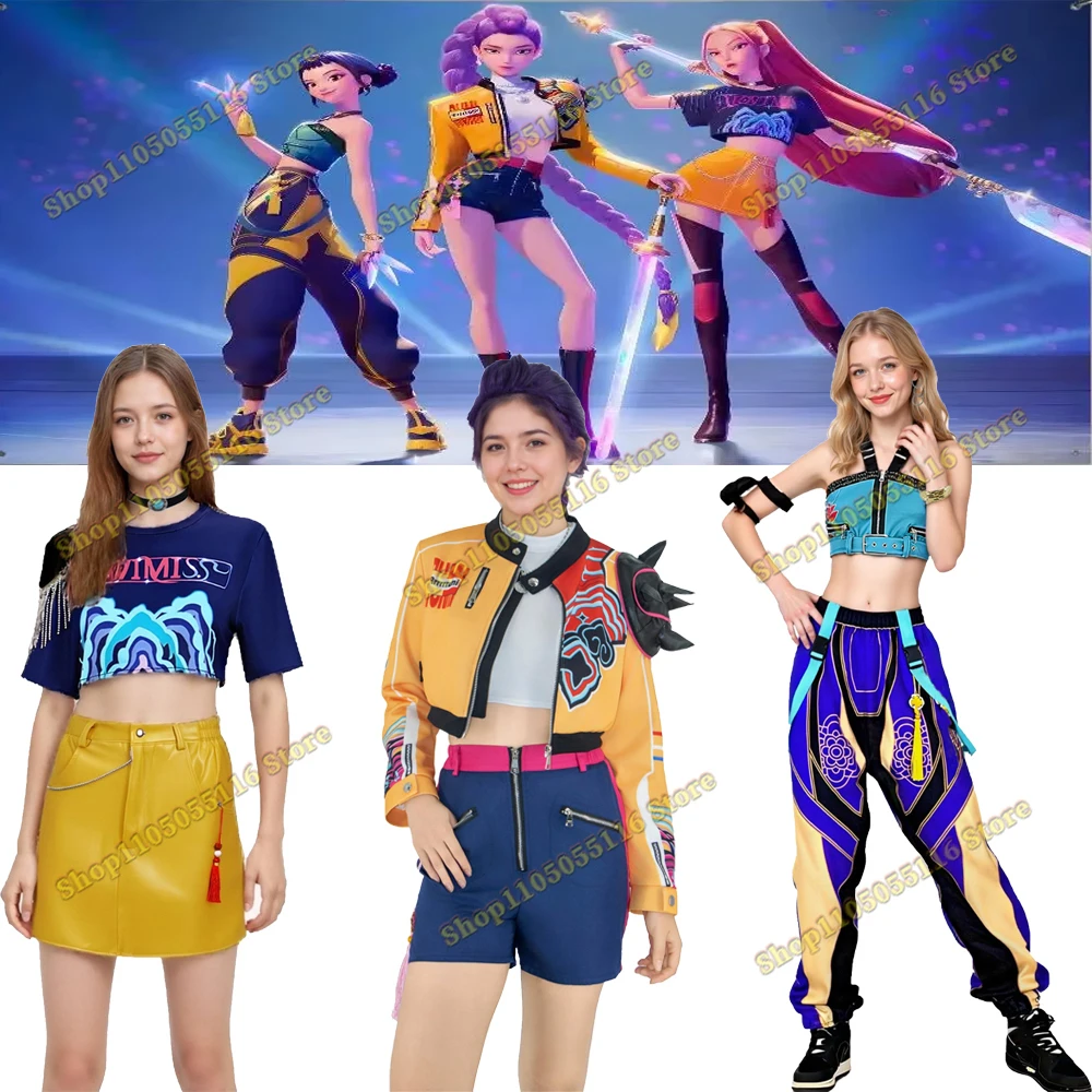 

Adult Anime Movie KPOP Demon Hunters Zoey Rumi Mira Cosplay Costume Halloween Carnival Party Role Play Uniform Prop