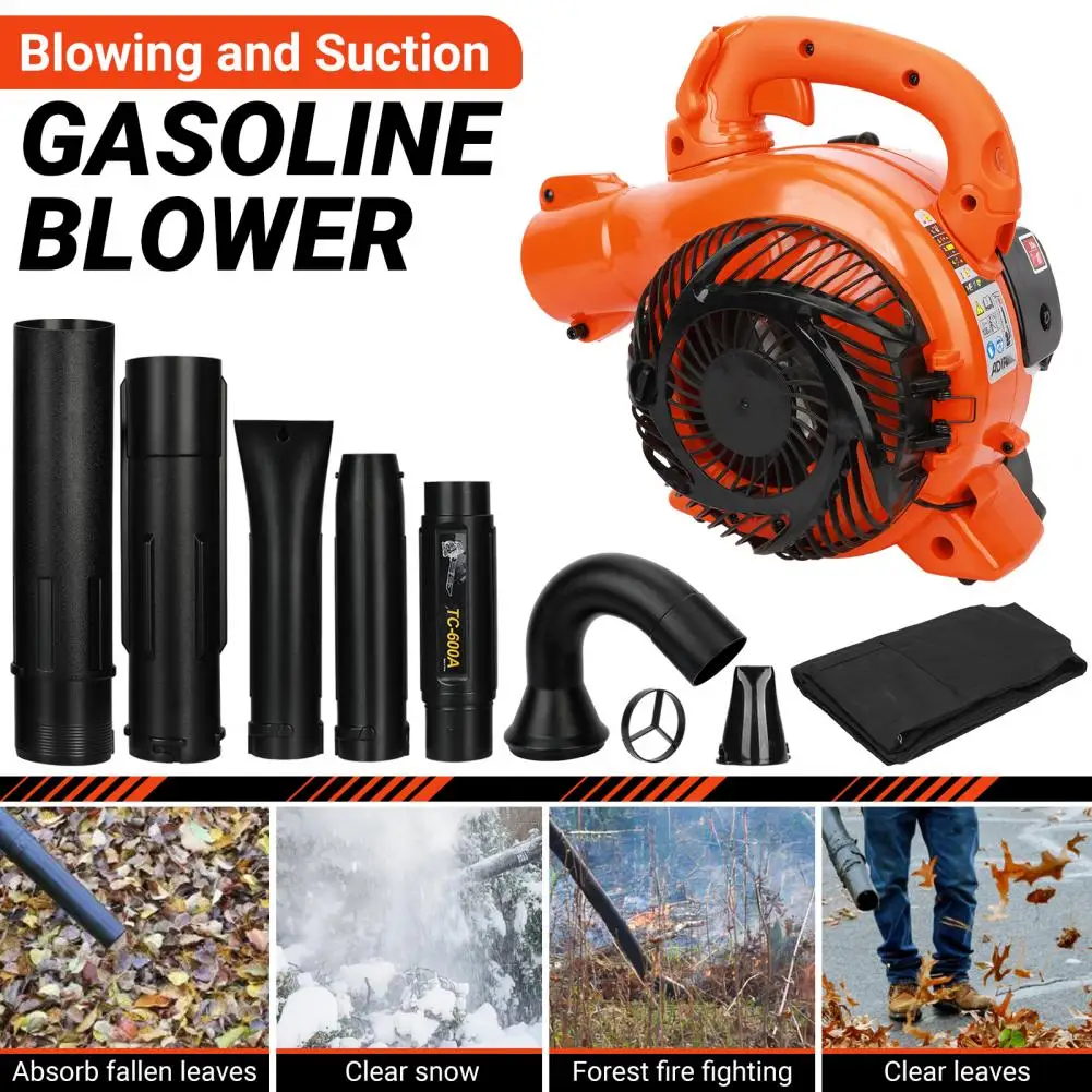 2 Stroke Handheld Leaf Blower, Gas Powered Leaf Blower Dual-Purpose Cleaner with Straight and Curved Blow Pipe