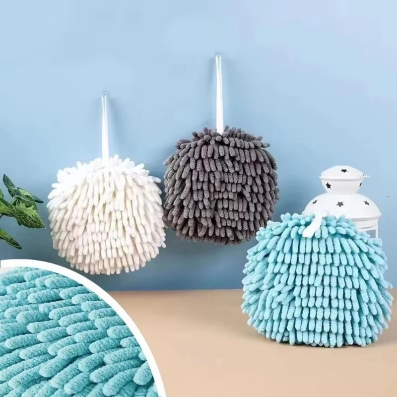 1/2/3pcs Ball Towel Quick Dry Chenille Hand Drying Puff Towel Balls Creative Decorative Bath Towel Set For Bathroom Kitchen