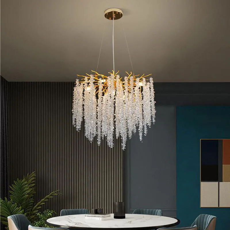 Modern Luxury Simple Resin Crystal Bouquet Chandelier Hotel Restaurant Hotel Living Room Dector Led Pendant Lighting