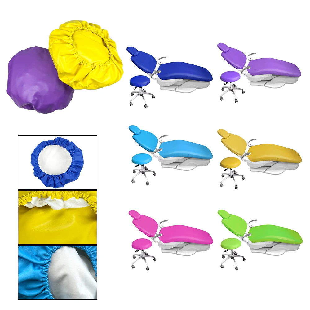 Unidade de cobertura para cadeira dentária, 4 unidades, couro pu, elástica, à prova d'água, capa protetora e almofada para cadeira dentária