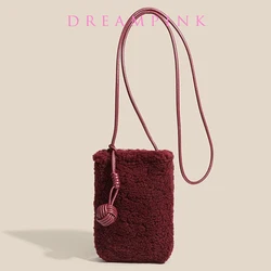 Designer luxury Winter Sheep Wool Women Bag Genuine Lamb Fur Small Crossbody Purse Female Mobile Phone Mini Sling Bags