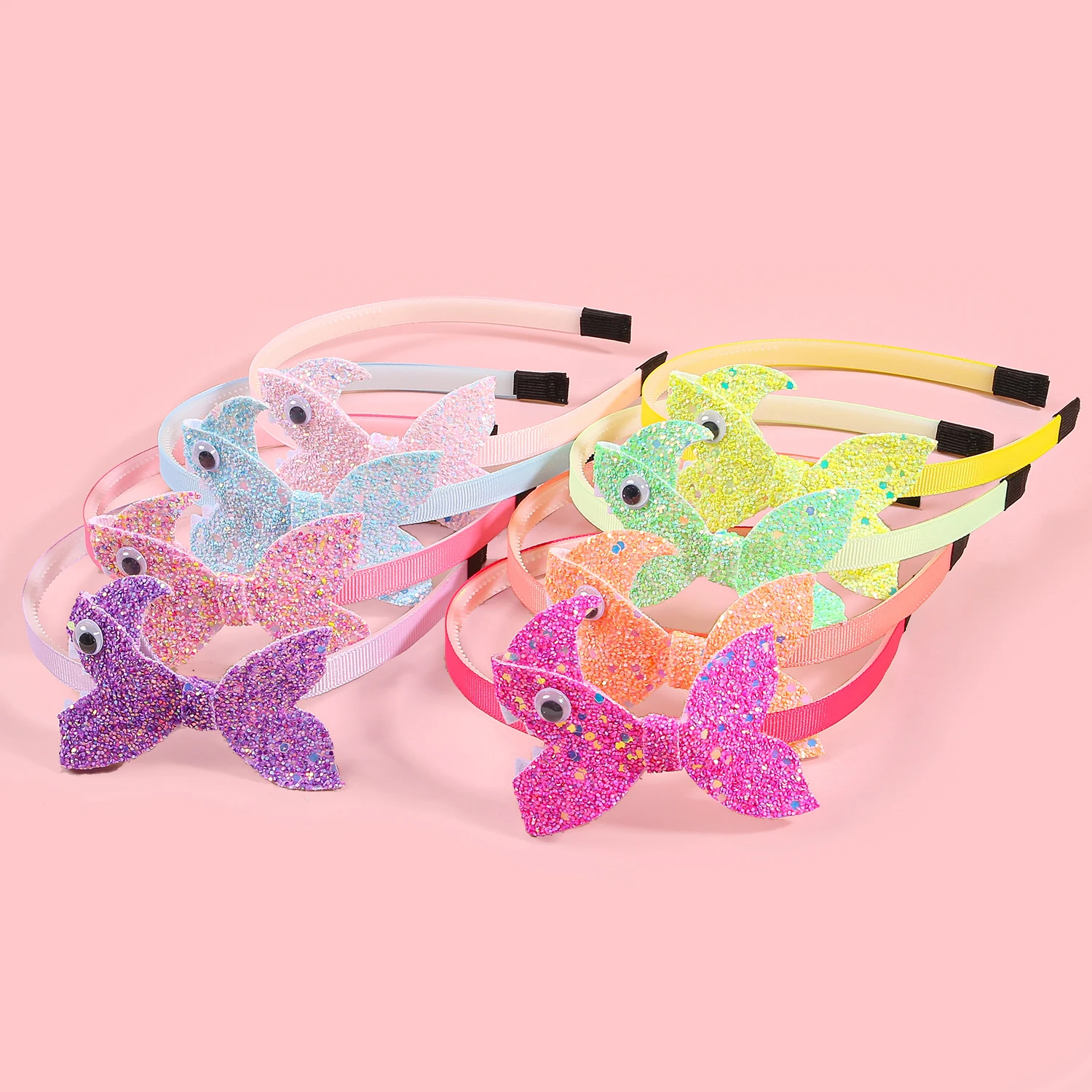 

4/8pcs Cartoon Pony Glitter Hair Bows Headbands for Girls 3inch Sequin Bows Hairbands Kids Hairhoops Children Hair Accessories
