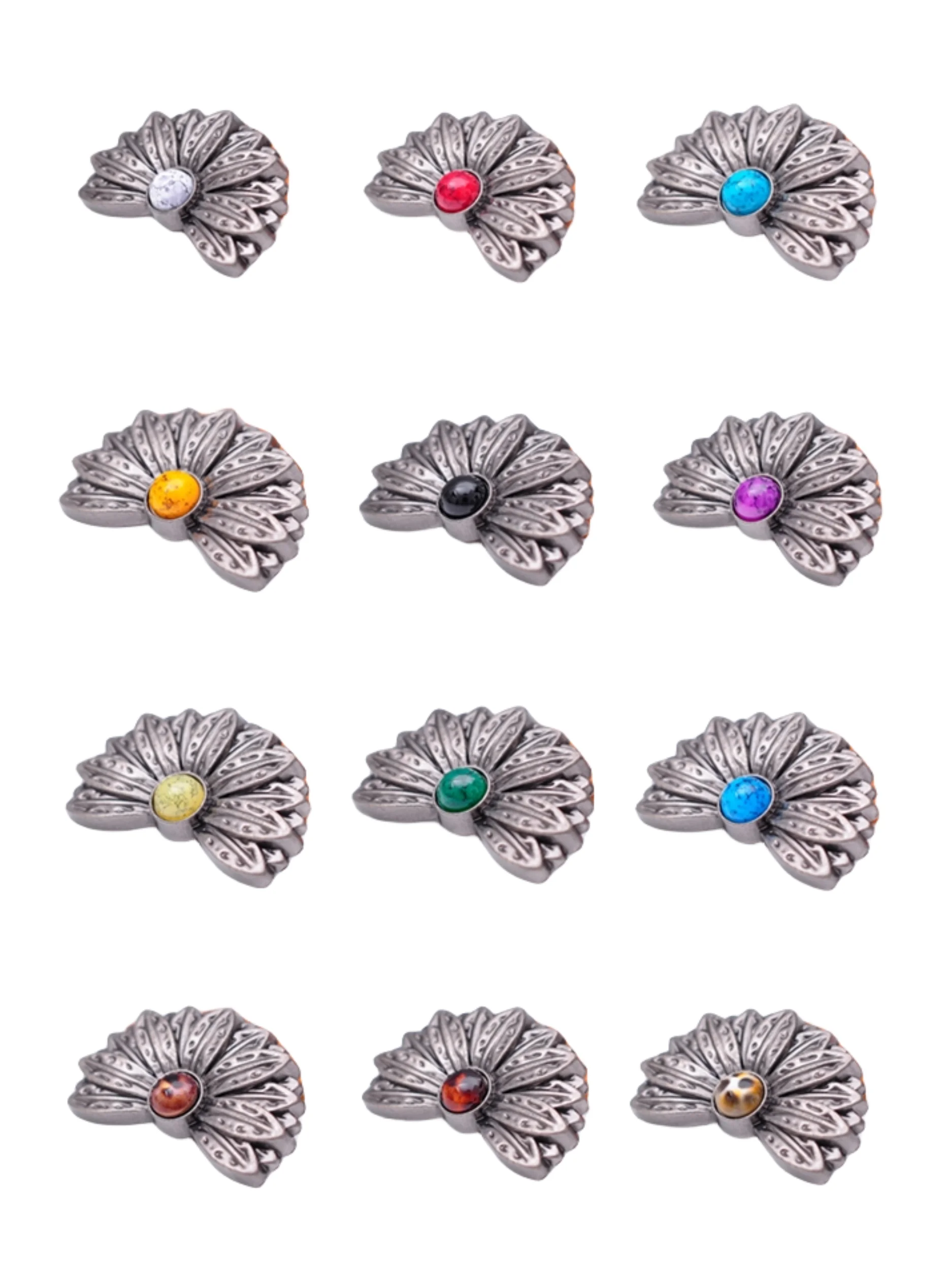 

10pcs Antique Silver Beauty Bead Half Flower Leathercraft Accessories Belt Leather Concho For Handbag Saddle Shoes Headstall