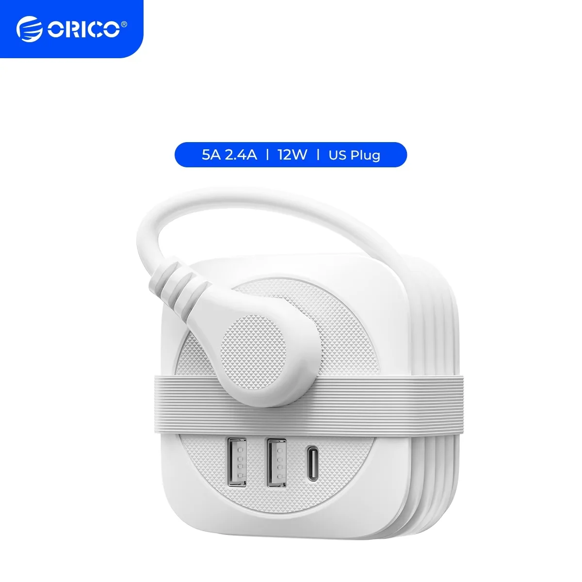 

ORICO Travel Electrical Socket With Extension Cable US Plug Power Strip 2AC Outlets 2USB 1 Type-c Fast Charge Power Strip Plug