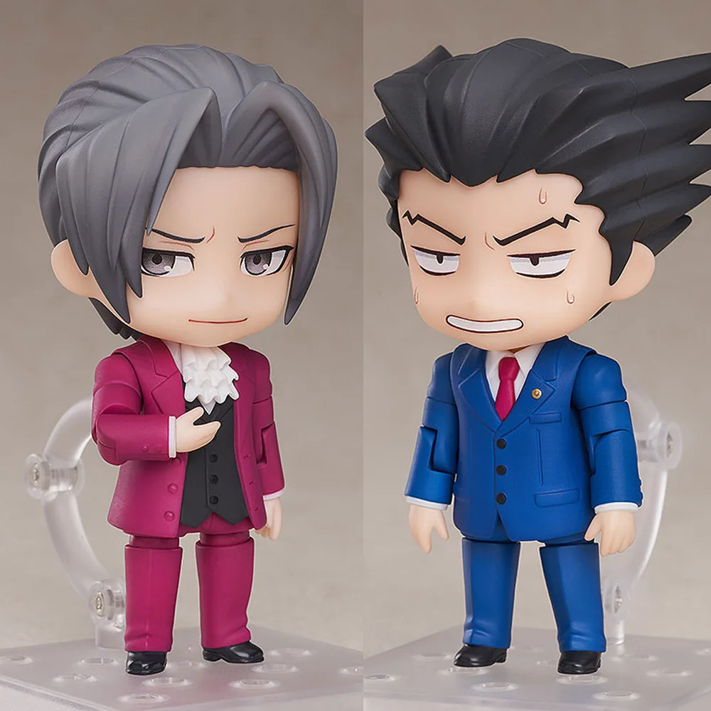 

Q версия Clay Ace Attorney Mitsurugi Reiji Ryūichi Naruhodou подвижные фигурки, меняющие лицо, подарки на Рождество и день рождения