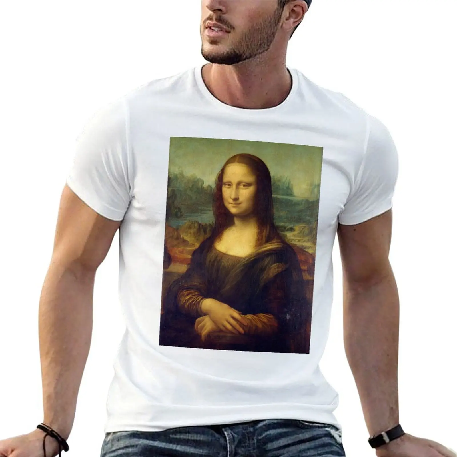 

Mona Lisa by Leonardo Da Vinci T-Shirt cotton t shirts man 100% t shirt man casual anime tshirt T-shirt