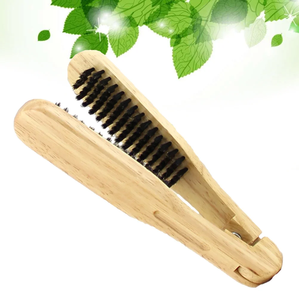 

2pcs Hair Straightening Comb Bristle Splint For Women Wood Handle Salon Home Use Straightening Hair Tool Bristle Comb For Salon