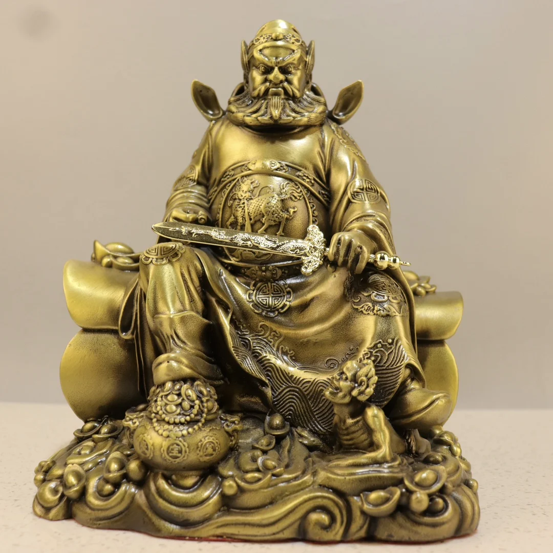 

Brass Zhong Kui Sculpture Statue - Elegant Home Decor for Living Room and Entrance, Exquisite All-Copper Decorative Piece