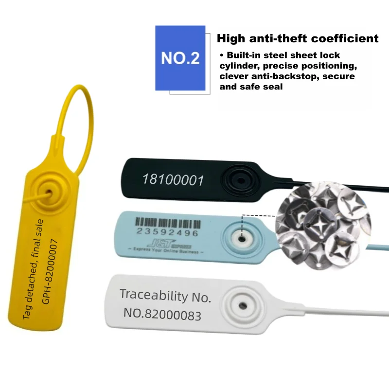 100Pcs Custom Plastic Security Seals, 200mm Anti-Tamper Tags, Anti-Counterfeit Seals for Apparel, Luggage & Containers