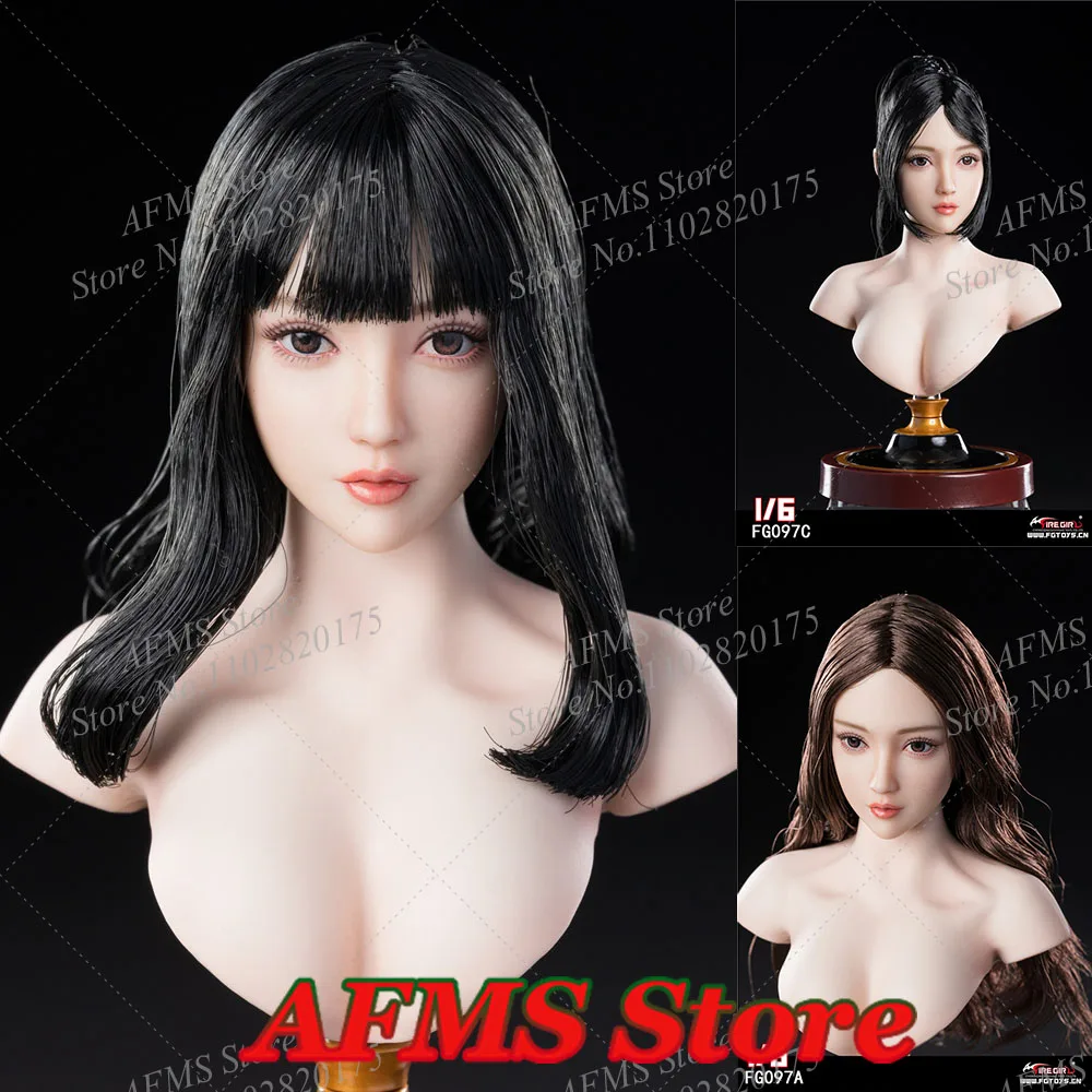 FG097 1/6 Scale Collectible Figure Girl Head Sculpt Sculpture Long Hair Head Model Fit 12