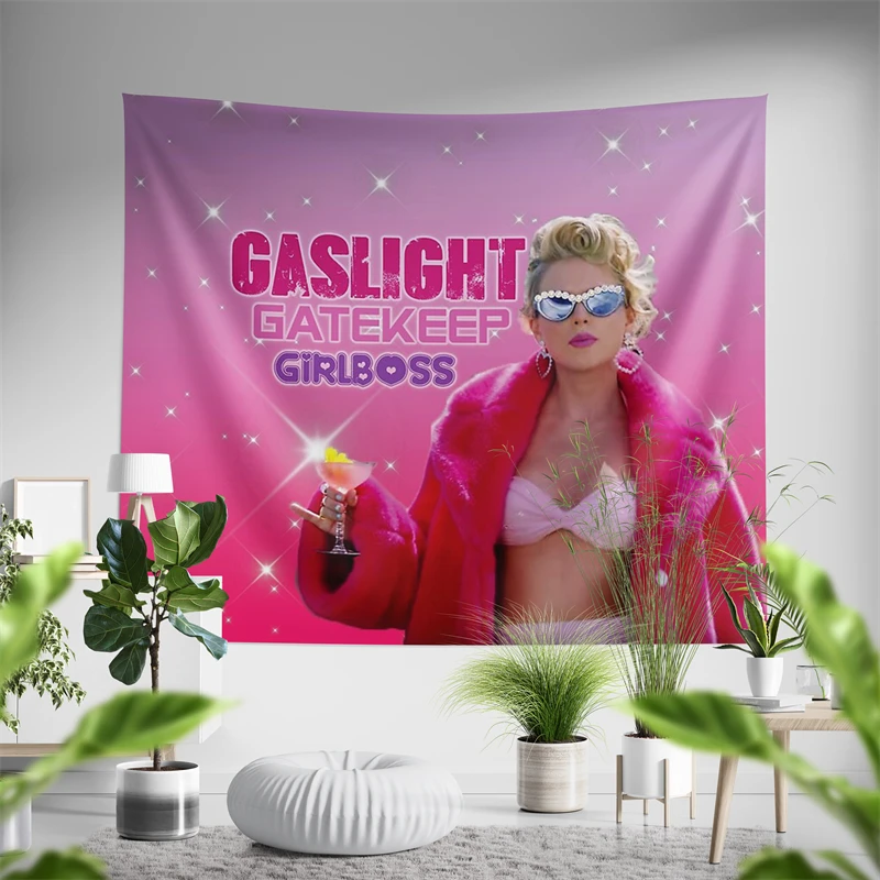 Aertemisi Gaslight Gatekeep Girlboss Taylor Funny Meme Tapestry Wall Hanging Art for Bedroom Living Room Decor Party Backdrop