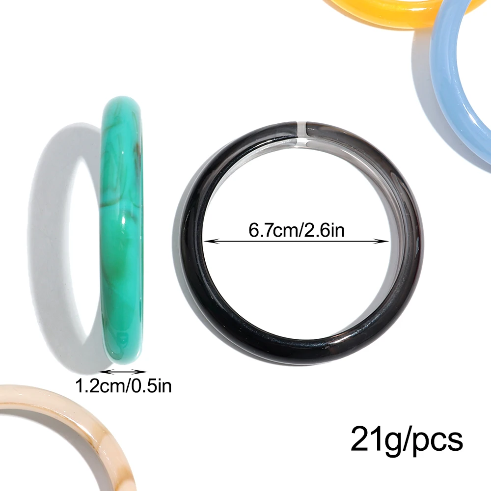 Women's Colorful Thin Round Acrylic Bangles, Boho Style