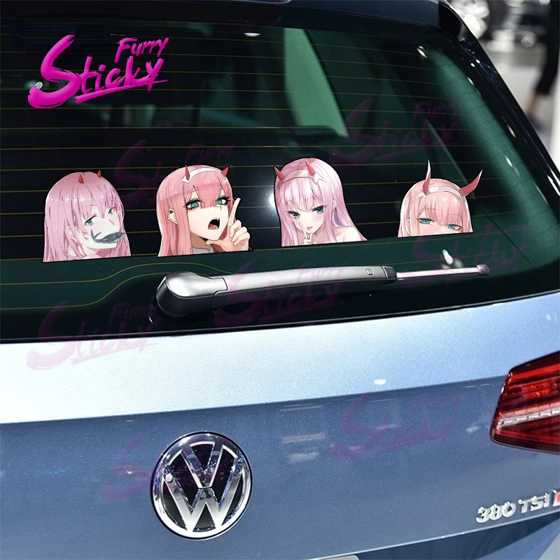 DARLING FRANXX ZERO TWO Anime Car Sticker Decal Mini Cooper Car Accessories Bumper Helmet Trunk Mazda Stickers