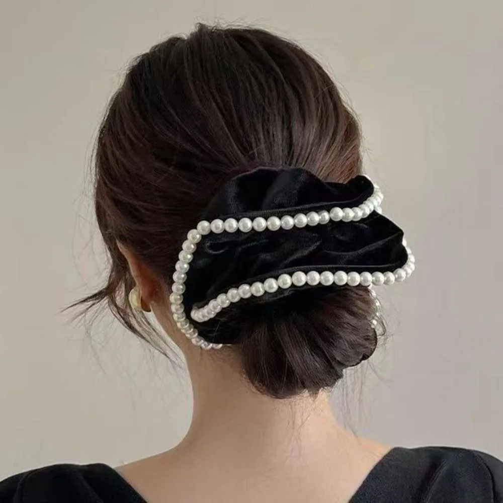 Coletero de terciopelo para el cabello, banda elástica para el cabello, accesorios para el cabello, cuerda de perlas