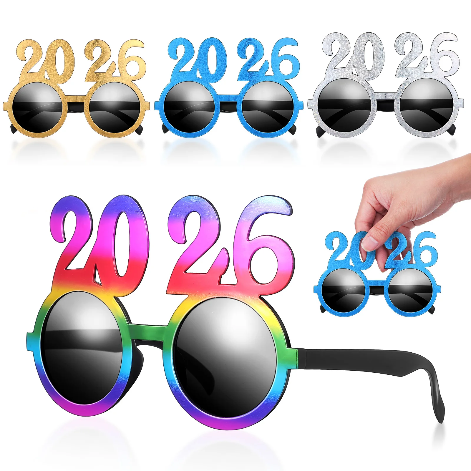 

4Pcs 2026 New Year Eyeglasses Lightweight Sturdy Material Party Photo Props for New Years Eve Festival Glasses