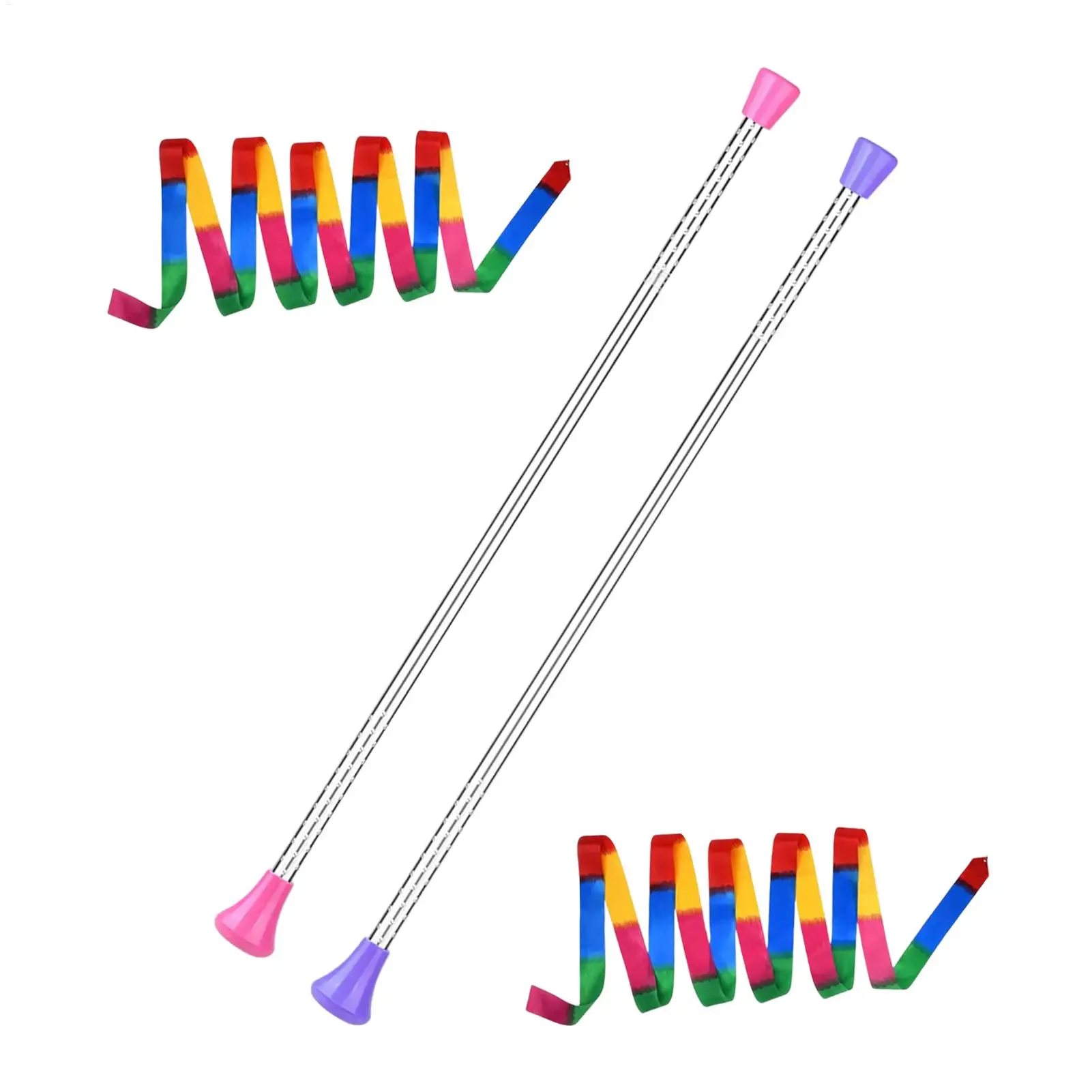 Twirling Baton Stainless Steel 21 Inch Dance Ribbon Stick Gymnastics Streamer Baton Cheerleading Parade Stage Performance Prop
