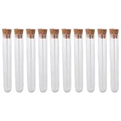 Plastic Test Tubes with Cork Stoppers Sample Display Decorations Container Round Base Storage Tubes for Scientific Experiments