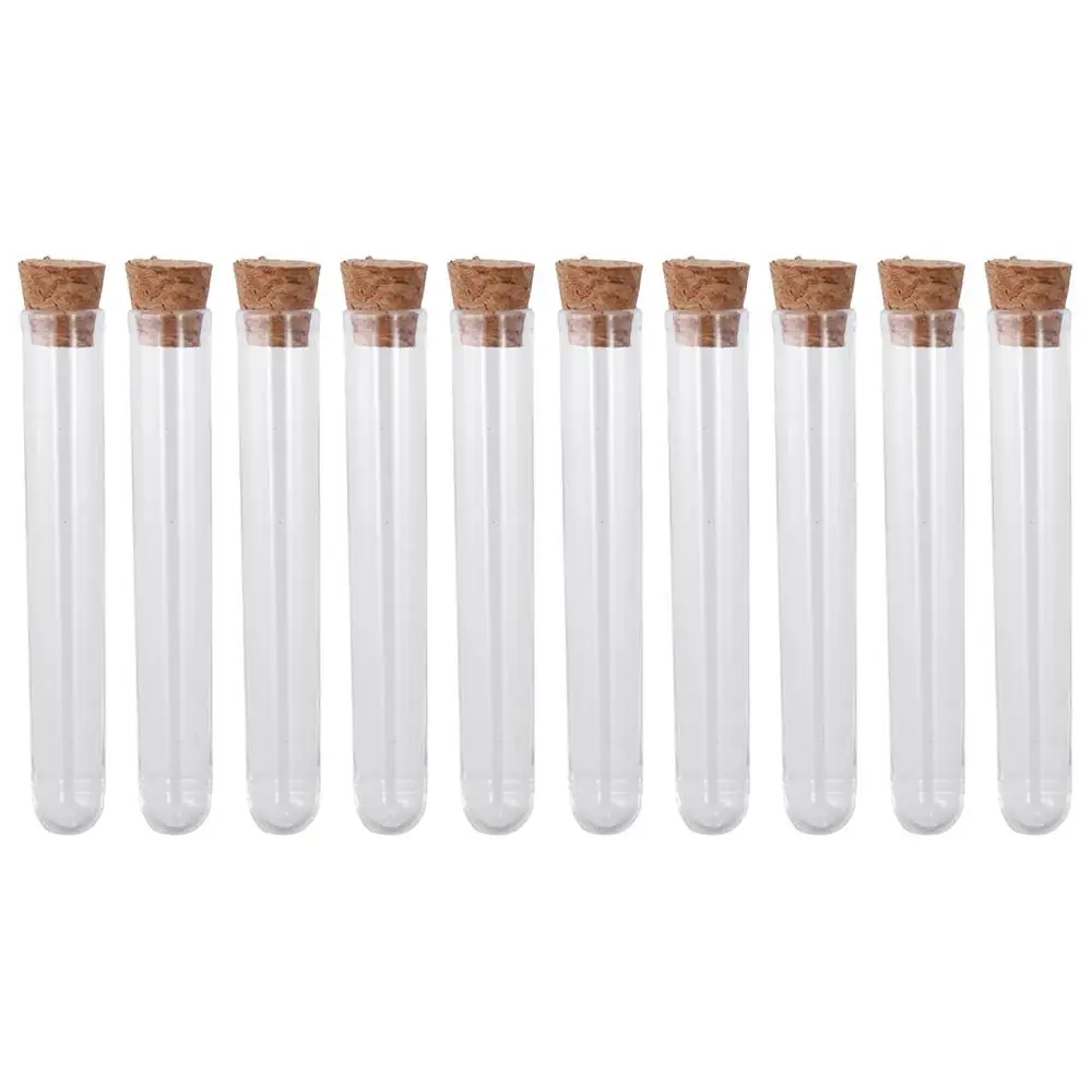 Plastic Test Tubes with Cork Stoppers Sample Display Decorations Container Round Base Storage Tubes for Scientific Experiments