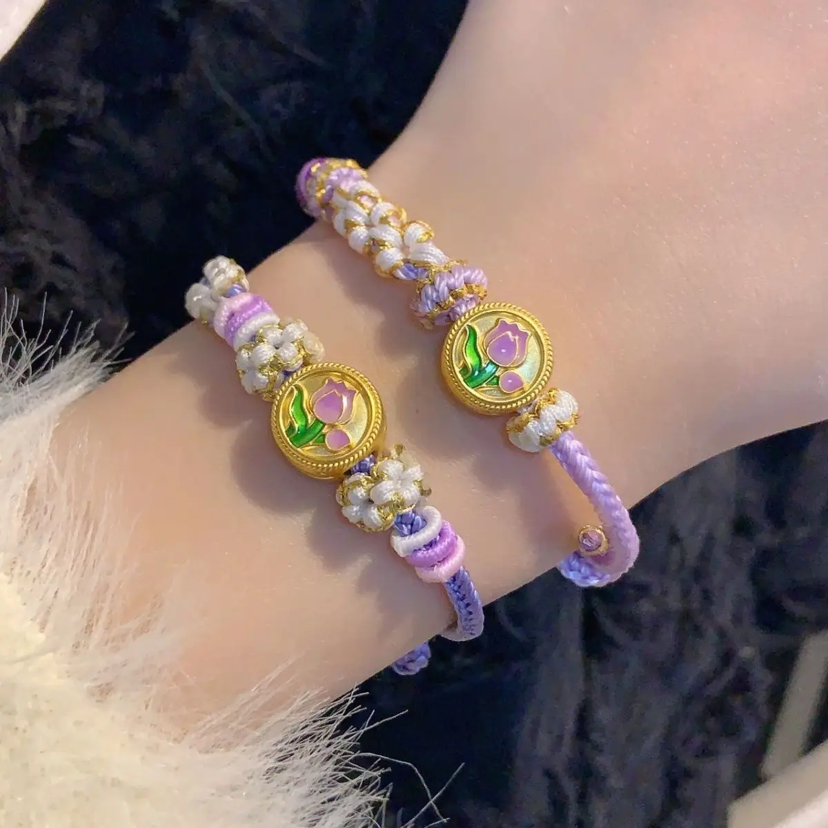 

Romantic and Mysterious Purple Wearable Accessories Hand Rope Unique Enamel Chinese Style Girl's Bracelet