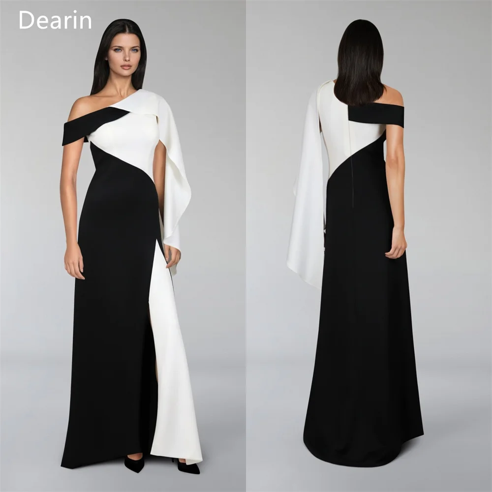 

Customized Formal Dress Dearin Asymmetrical A-line Floor Length Skirts Draped Layered Stole Bespoke Occasion Dresses Prom Saudi