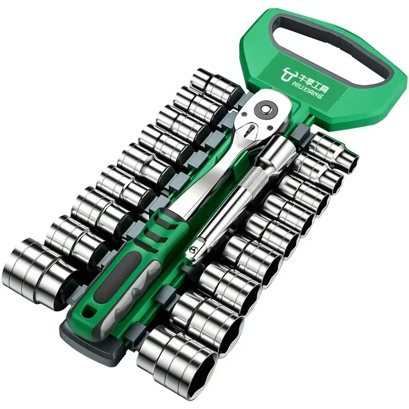 72 Tooth Socket Sleeve Wrench Set 1/4" 3/8" Wear-resisting Ratchet Wrench Socket Cr-V High Hardness Auto Repair Spanner Tool