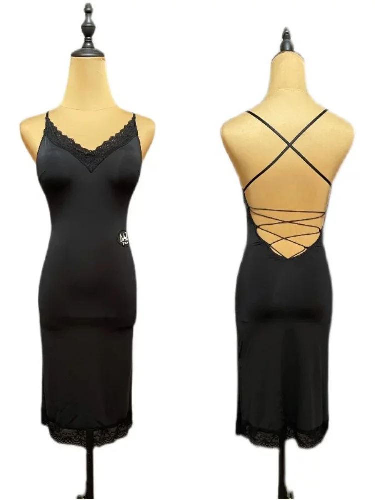 

MZDance Lace Women's Latin Dance Dress -Slim Fit Suspender with Lace-Up Back for Rumba,Cha-Cha,Salsa Training