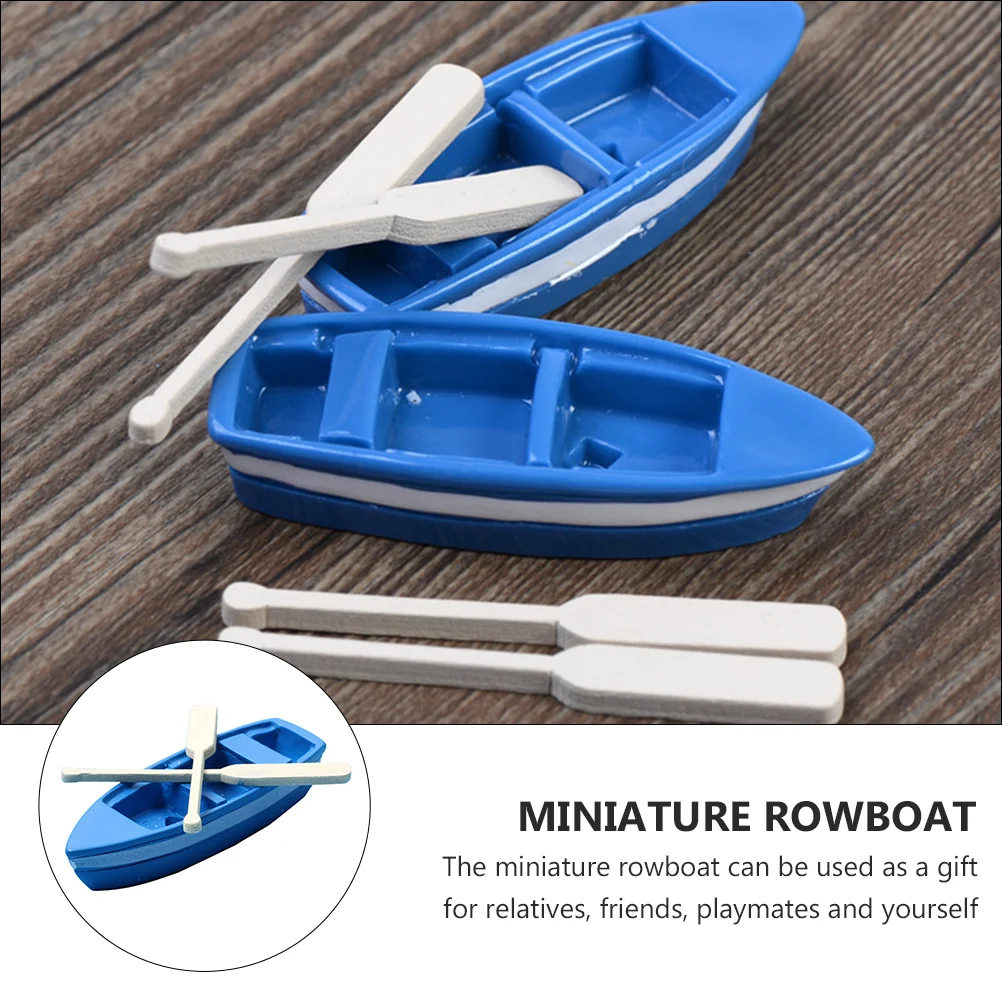 5 Sets Miniature Boat with Oars Simulation Kits Ship Model House Decoration Kid Toy Resin Paddles Child