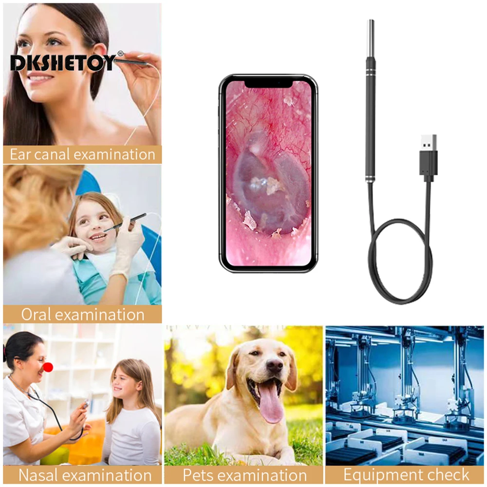 Medical In Ear Cleaning Endoscope Spoon Mini Camera Ear Picker Ear Wax Removal Visual Ear Mouth Nose Otoscope Support Android PC