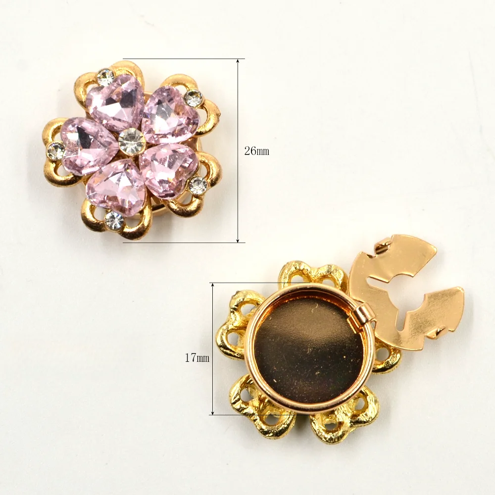 Multicolor Crystal Flower Button Covers Bling Rhinestone Button Decorations for Shirt Cuff Collar Fashion DIY Clothing Accessory