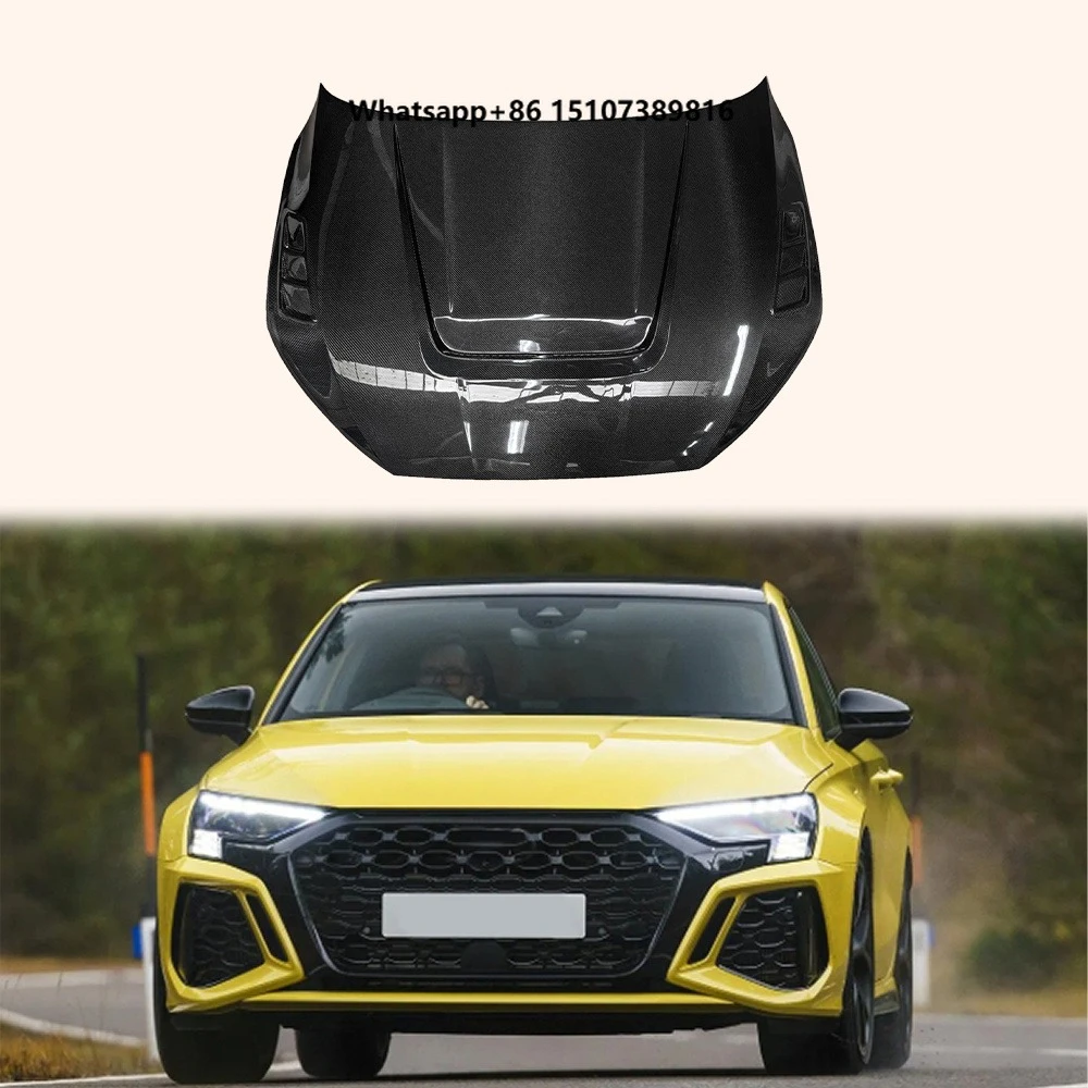 For Real RS3 8Y 21-24 Sprtback Carbon KZDA Style Front Vented Cooling Hood