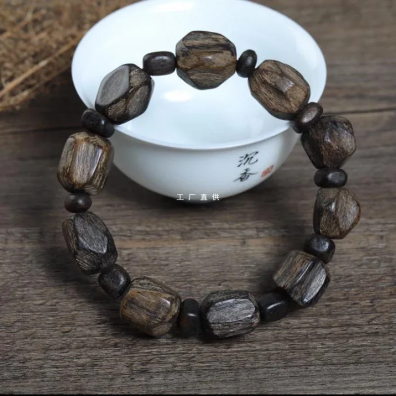 

Tarakan Barrel Black Oil Old Materials Beads with Shape Agarwood Bracelet Men's and Women's W