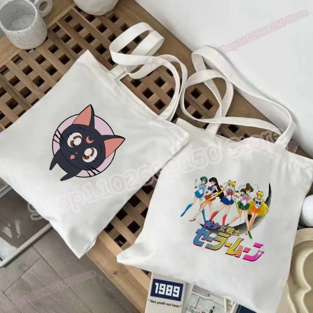 Sailor Moon Woman Anime Printed Canvas Bag Girls Cartoon Cute Handbag Kids Fashion Casual Shoulder Bags Kawaii Accessories Gifts