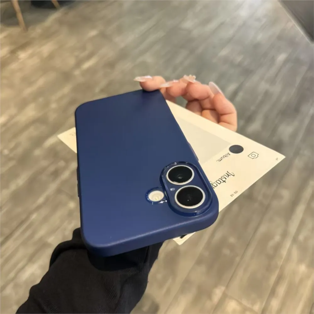 Ultradünne PP-Hartschale für iPhone 17 16 15 14 13 12 Mini 11 Pro X XR XS Max 16E 7 8 Plus SE Air Translucent Dark Blue Cover