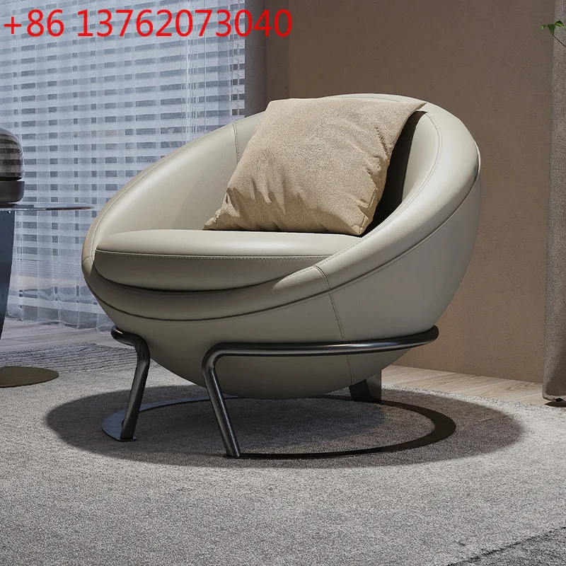 كرسي مستدير من الجلد بنصف الكرة الأرضية البسيط من TTM كرسي مستدير حديث وبسيط لغرفة المعيشة #4