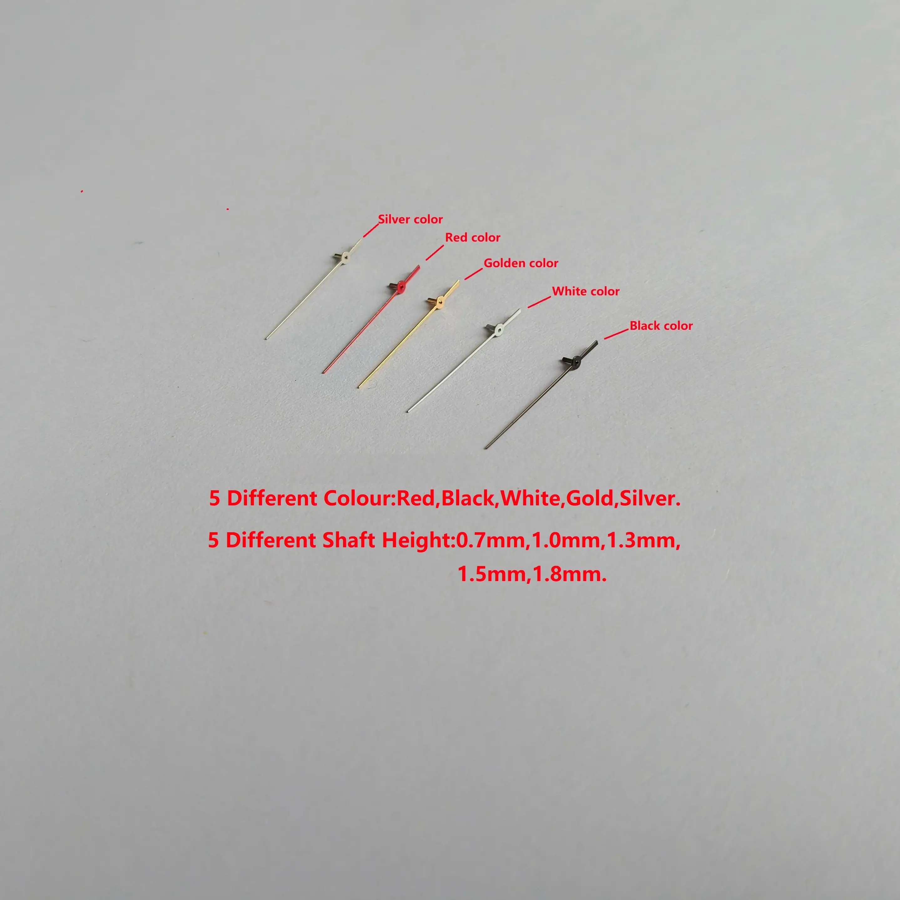 0.17 Hole Red White Gold Black Silver 0.7mm 1.0mm 1.3mm 1.5mm 1.8mm Different Shaft Height Watch Second Hand for Watch Repair view 2