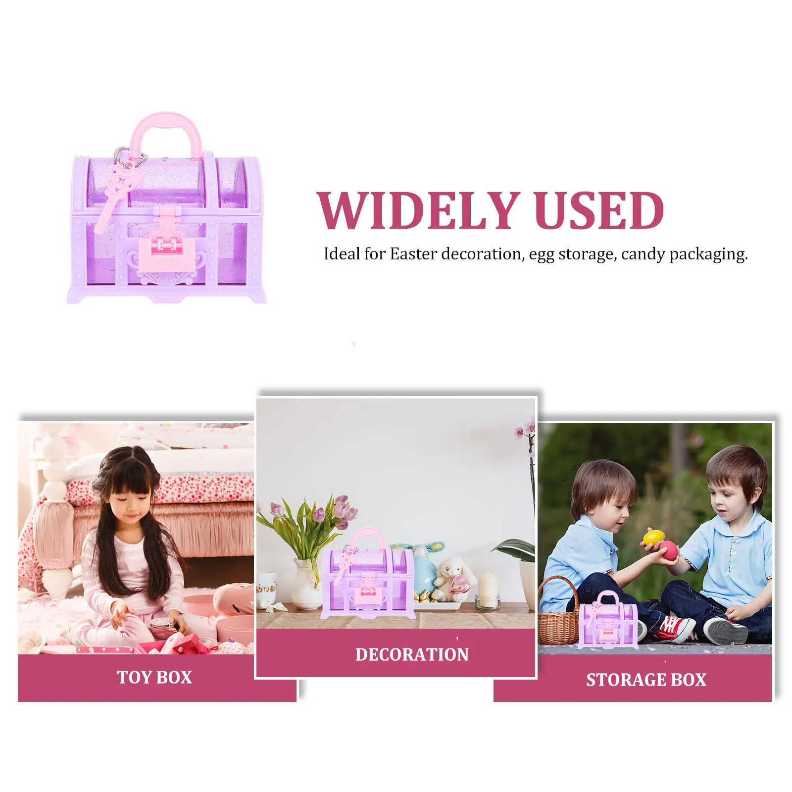 

2Pcs Girls Jewelry Box Kids Organizer Table Storage Box with Lock Cute Treasure Chest Design for Bedroom Office