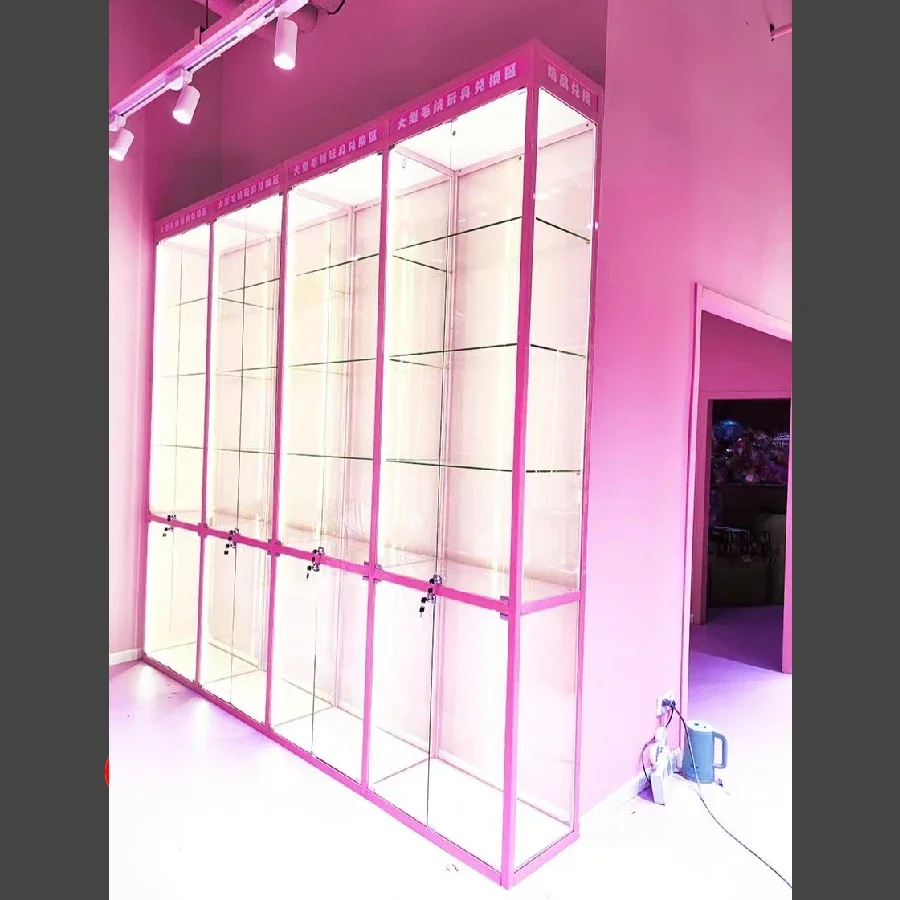 2025 transparent glass display corner cabinet sample display cabinet figure Lego dustproof aluminum alloy exhibition display