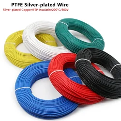 1/5M PTFE Wire AWG10/11/13/14/15/18/20/22/24/26/28/30 Silver Plated High Purity OFC Copper Cable For 3D Printer DIY